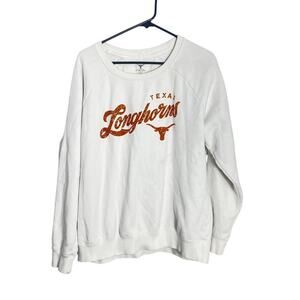 Texas Longhorns Women’s XL Crewneck Sweatshirt White Glitter Logo We Are Texas